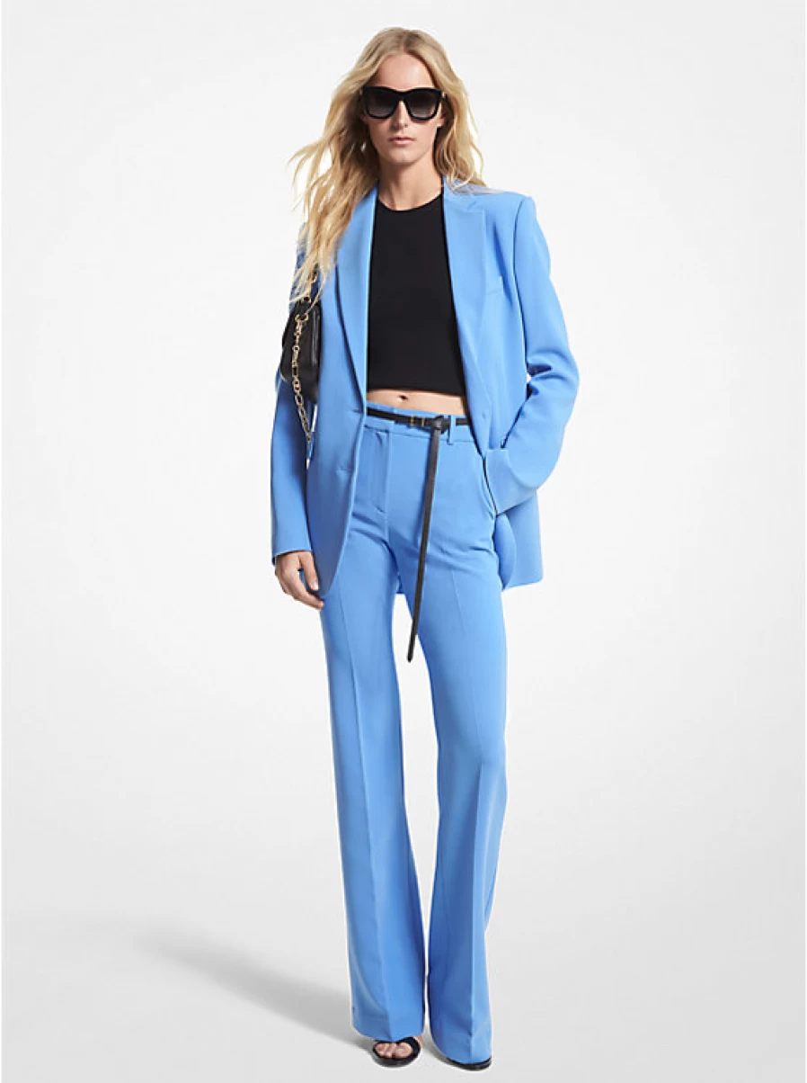 Michael Kors Women's Wide-Leg Crepe Pants - Semi-Flared Trousers for Elegant Comfort