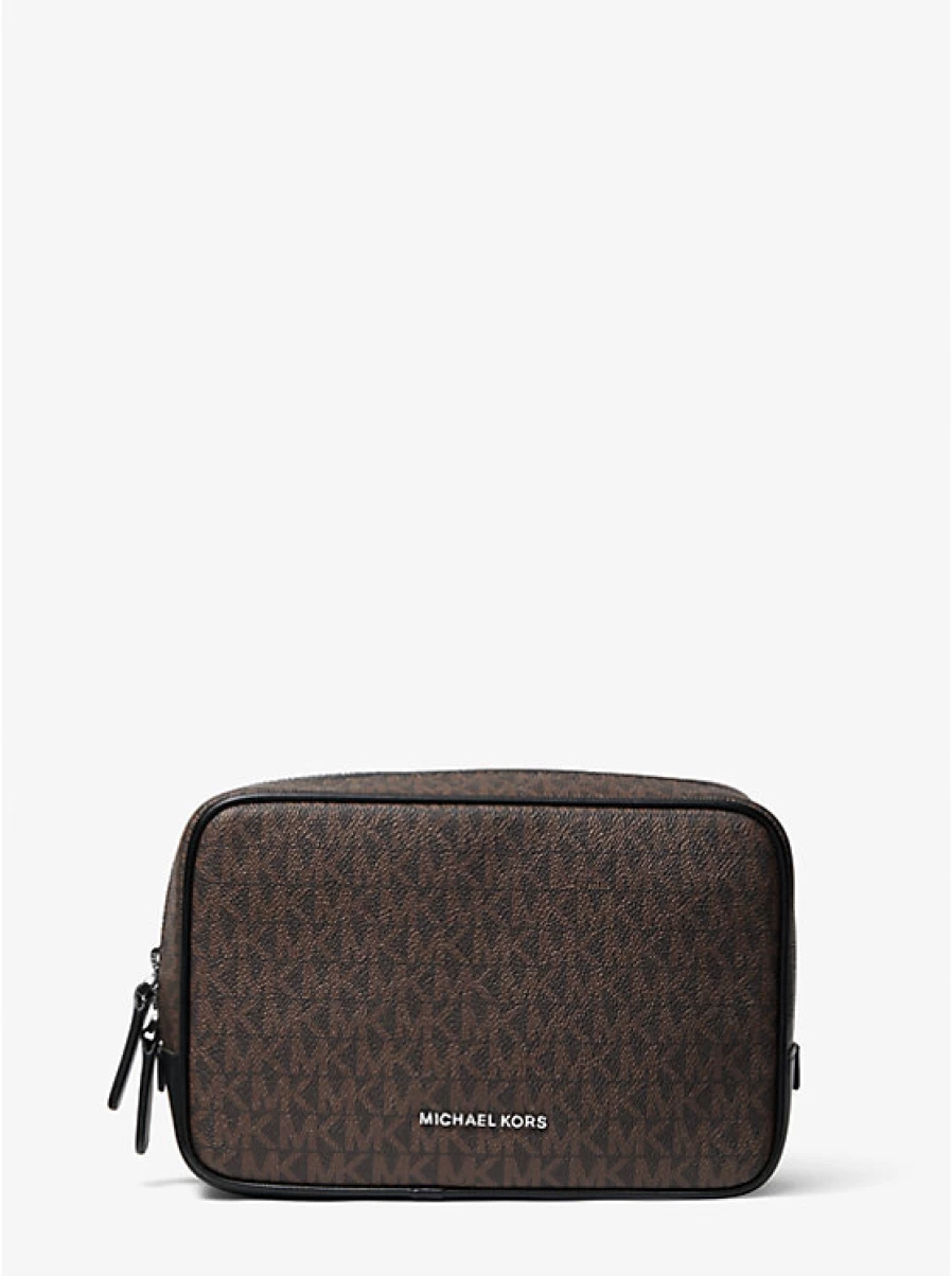 Michael Kors Hudson Men's Leather Travel Pouch with Logo - Compact RFID Wallet for Essentials