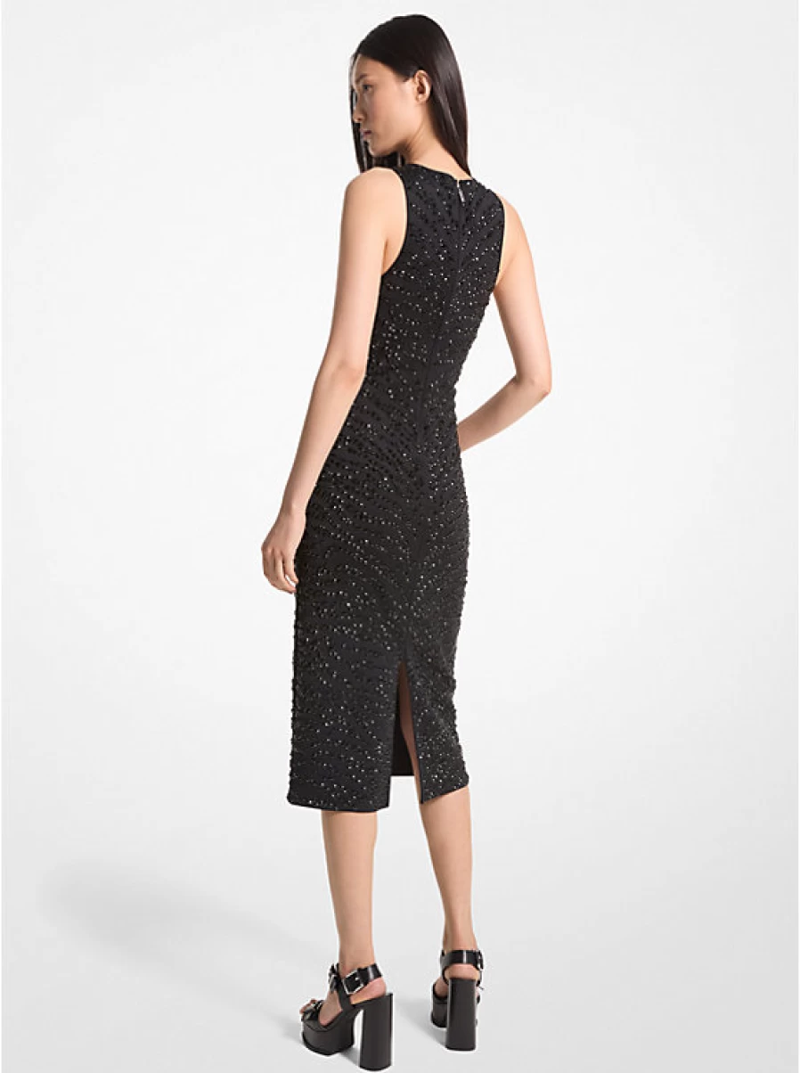 Michael Kors Women's Zebra Print Scuba Fabric Mid-Length Dress