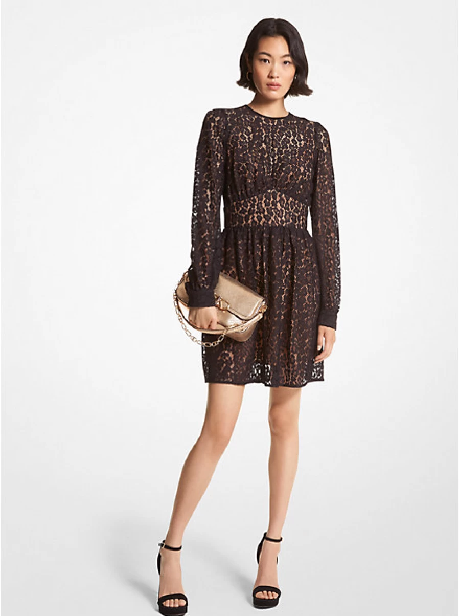 Michael Kors Women's Leopard Print Corded Lace Mini Dress