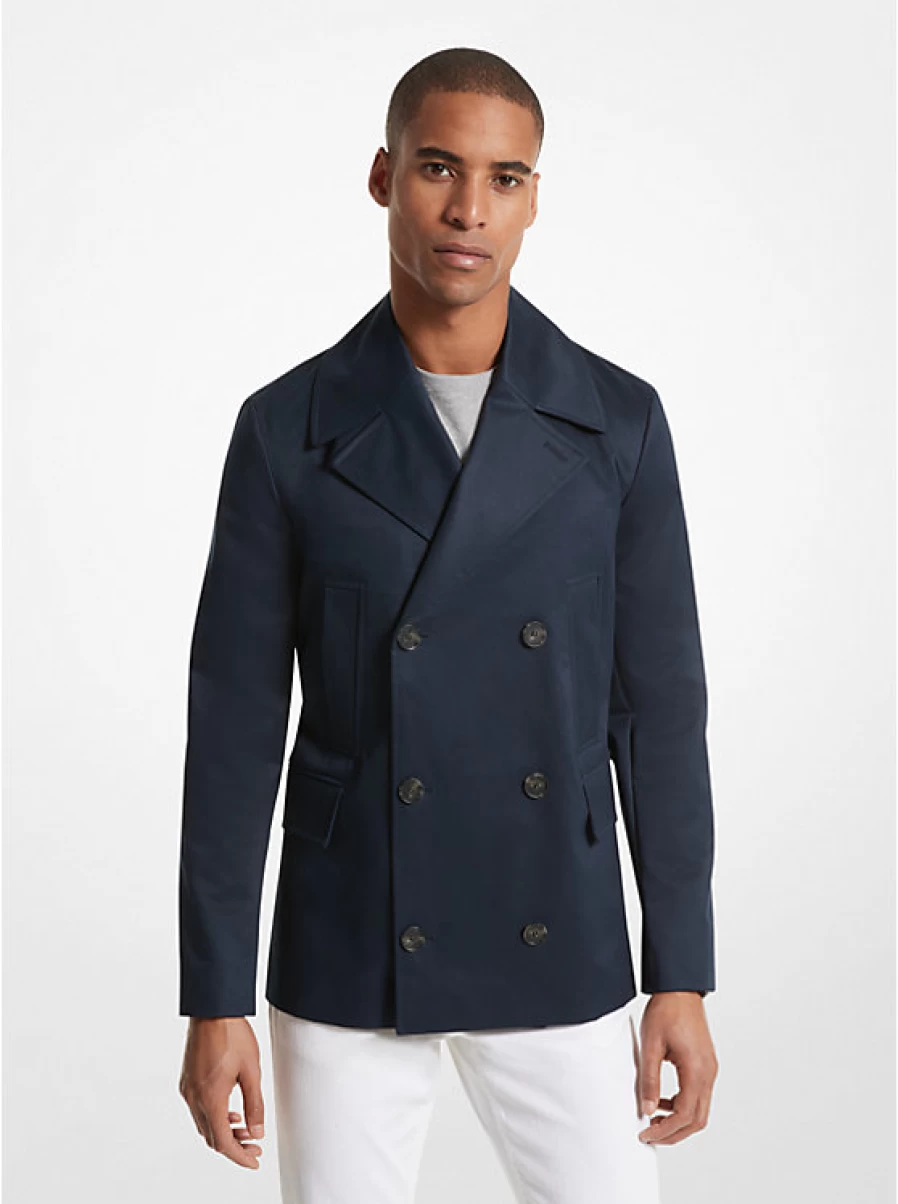 Michael Kors Men's Cotton Blend Peacoat - Classic Winter Coat for Men