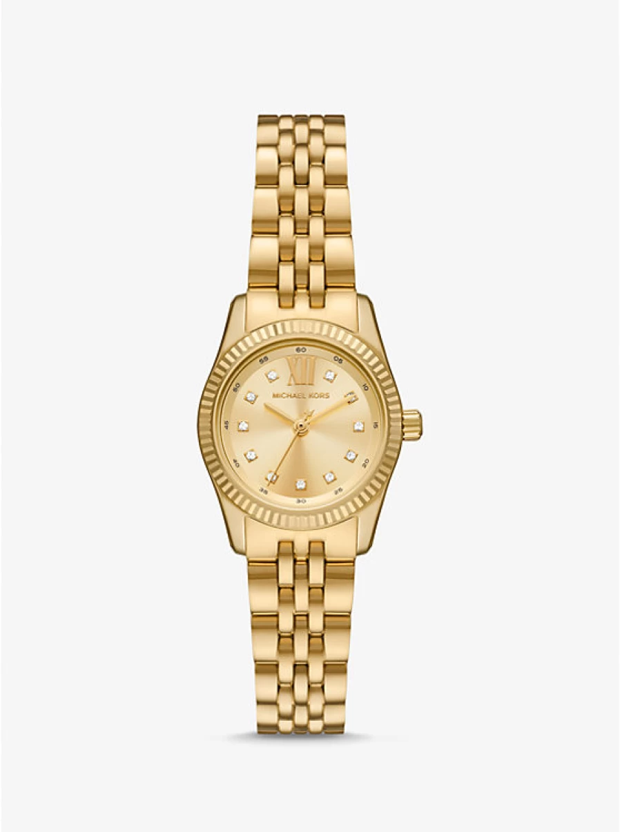 Michael Kors Women's Lexington Small Gold-Tone Watch with Paving Stone Accents