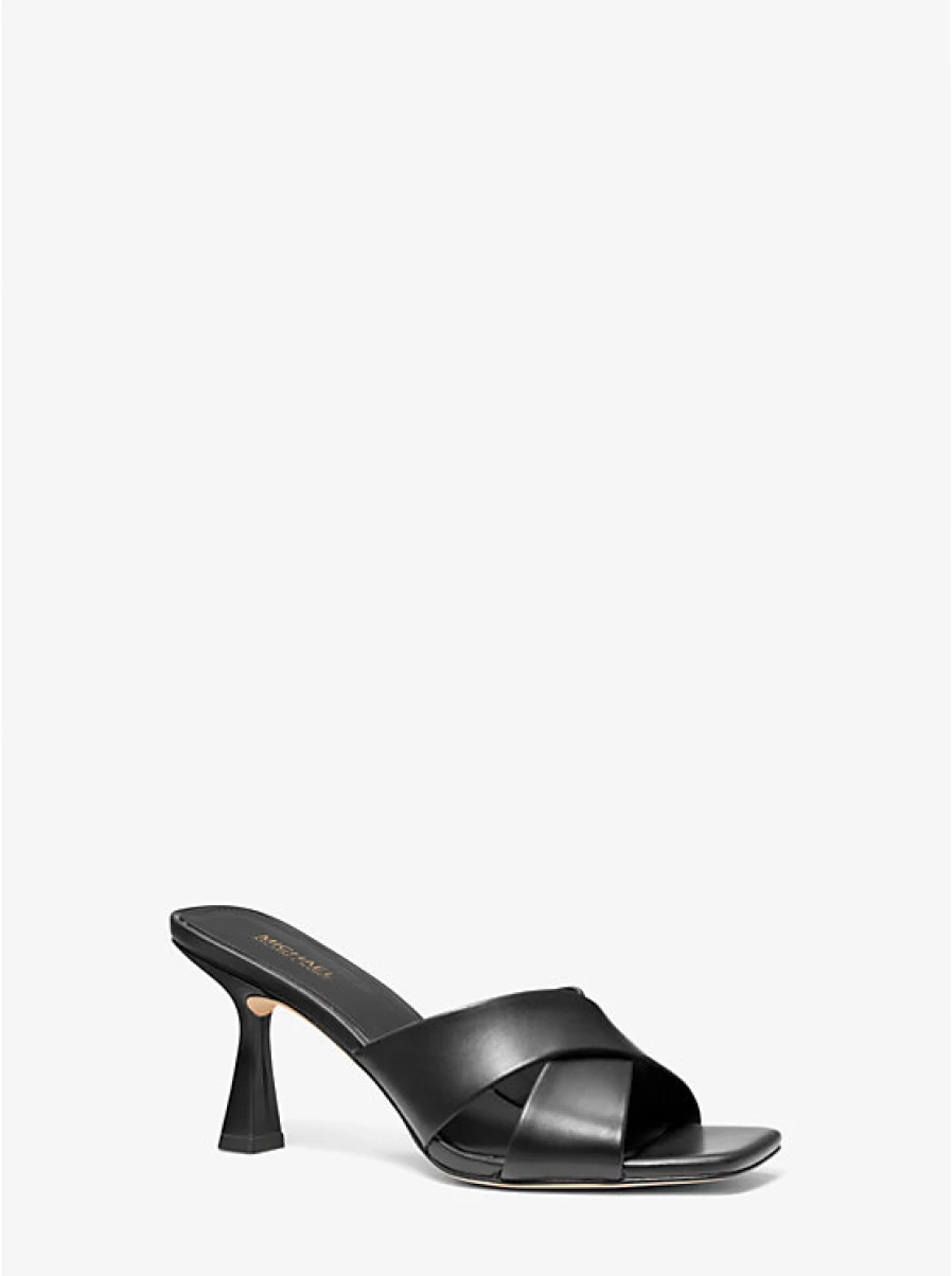 Michael Kors Women's Clara Leather Slide Mule Sandals - Comfortable Slip-On Loafers