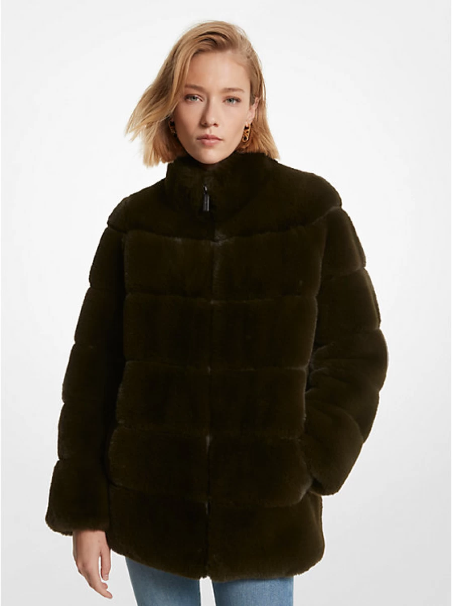 Michael Kors Women's Quilted Faux Fur Coat - Luxurious Winter Outerwear
