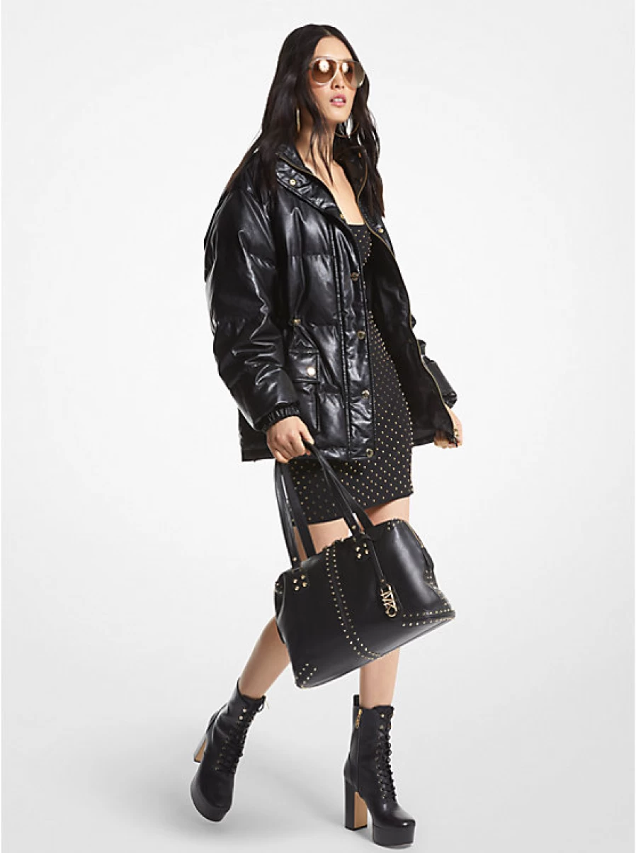 Michael Kors Women's Coated Padded Jacket - Water-Resistant Quilted Winter Coat
