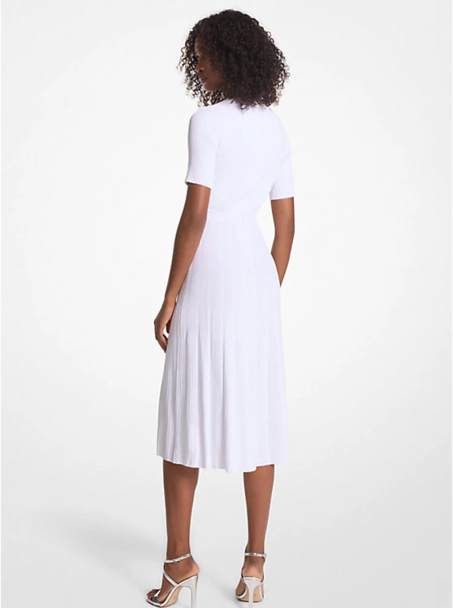 Michael Kors Women's Ribbed Stretch Knit Midi Dress - Slim Fit Bodycon Style