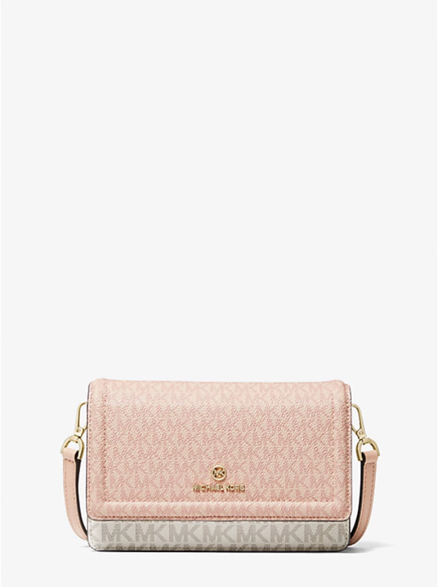 Michael Kors Women's Jet Set Adjustable Two-Tone Shoulder Strap Small Crossbody Bag with Logo for Smartphone