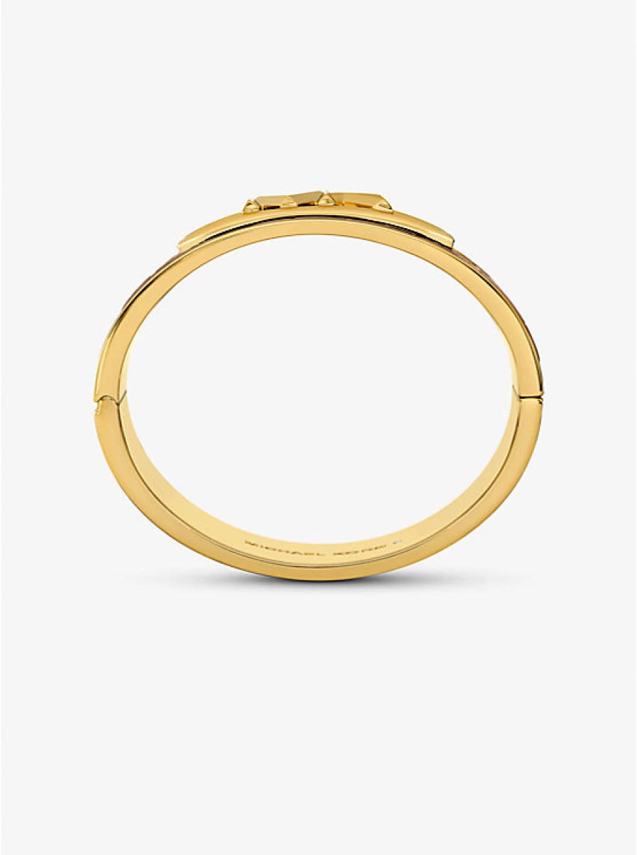 Michael Kors Women's Brass Bracelet with Embossed Crocodile Pattern & Precious Metal Plating - Empire Logo Design