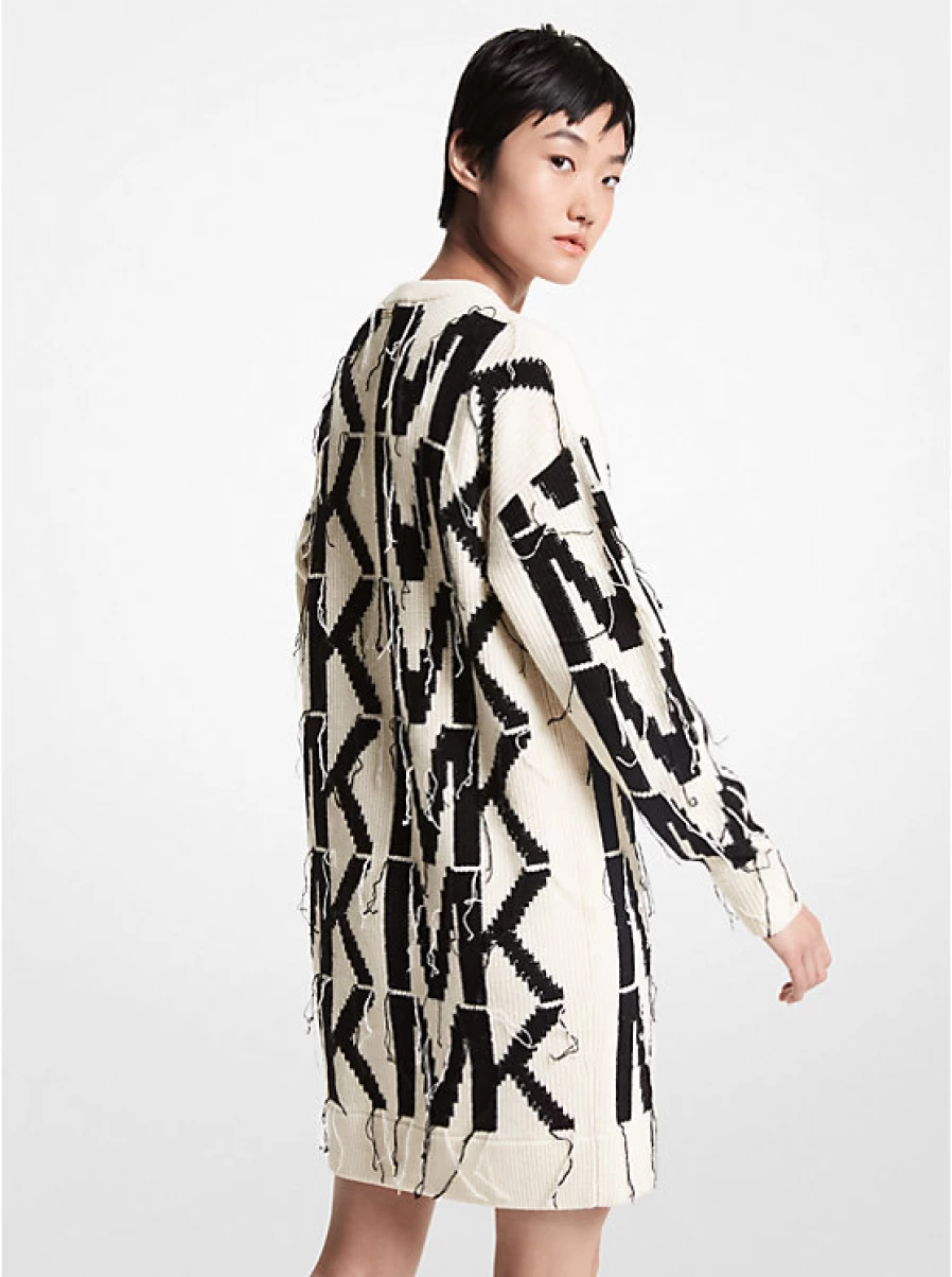 Michael Kors Women's Intarsia Knit Sweater Dress with Logo Design
