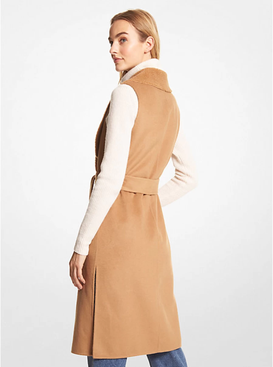 Michael Kors Women's Wool Blend & Sherpa Wrap Vest - Cozy Winter Fashion