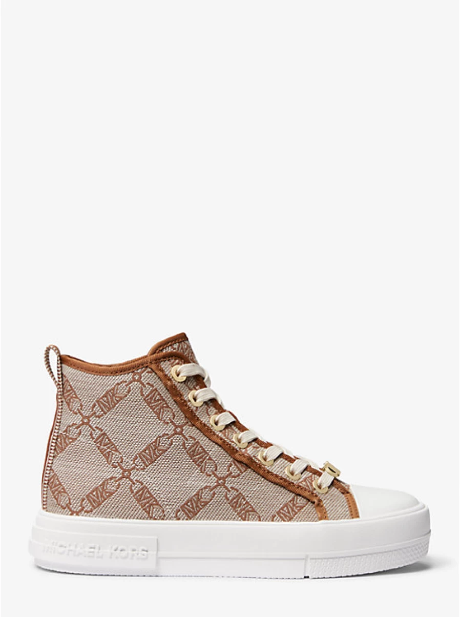 Michael Kors Women's Evy High-Top Espadrille Sneakers with Jacquard Empire Logo Design