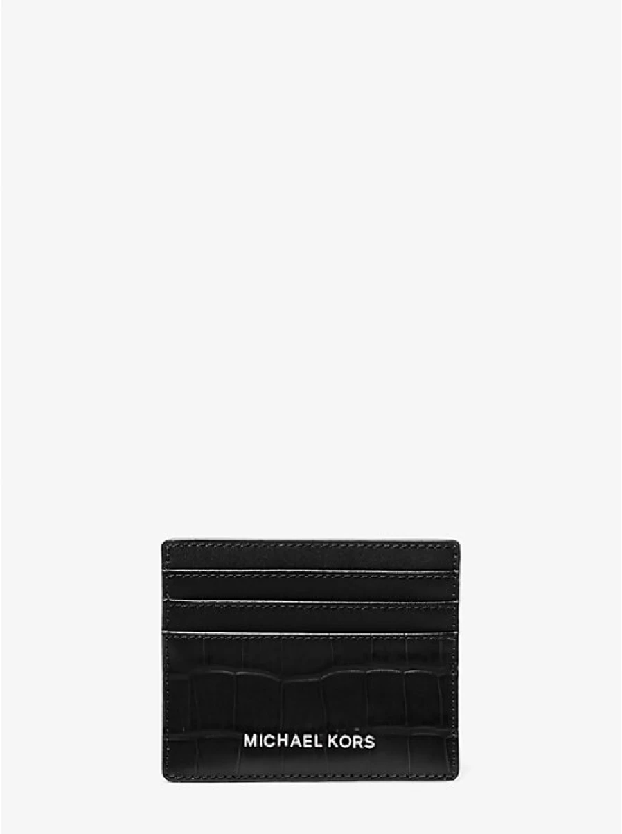 Michael Kors Hudson Large Men's Leather Card Holder with Crocodile Embossed Pattern