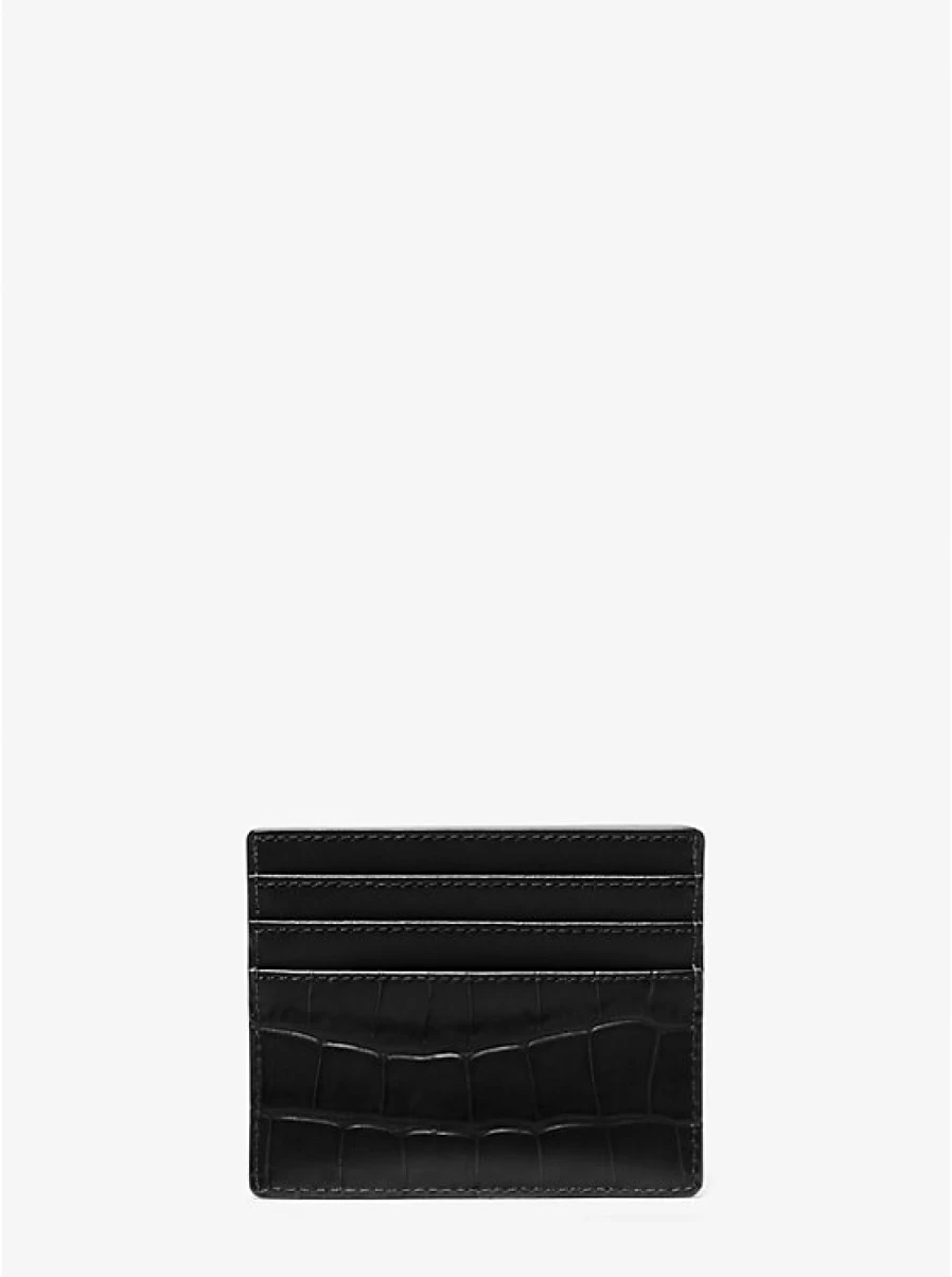 Michael Kors Hudson Large Men's Leather Card Holder with Crocodile Embossed Pattern