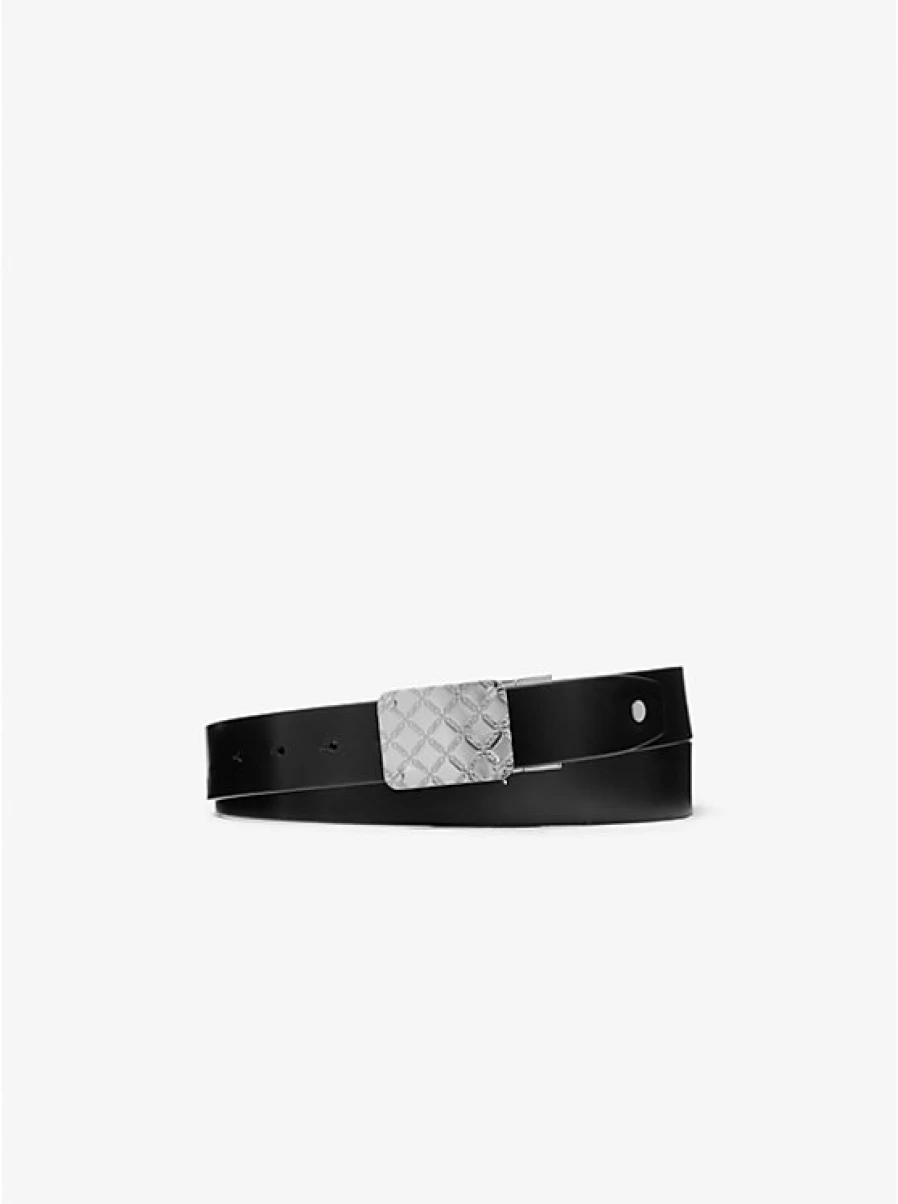 Michael Kors Reversible Leather Belt for Men with Buckle & Embossed Empire Logo
