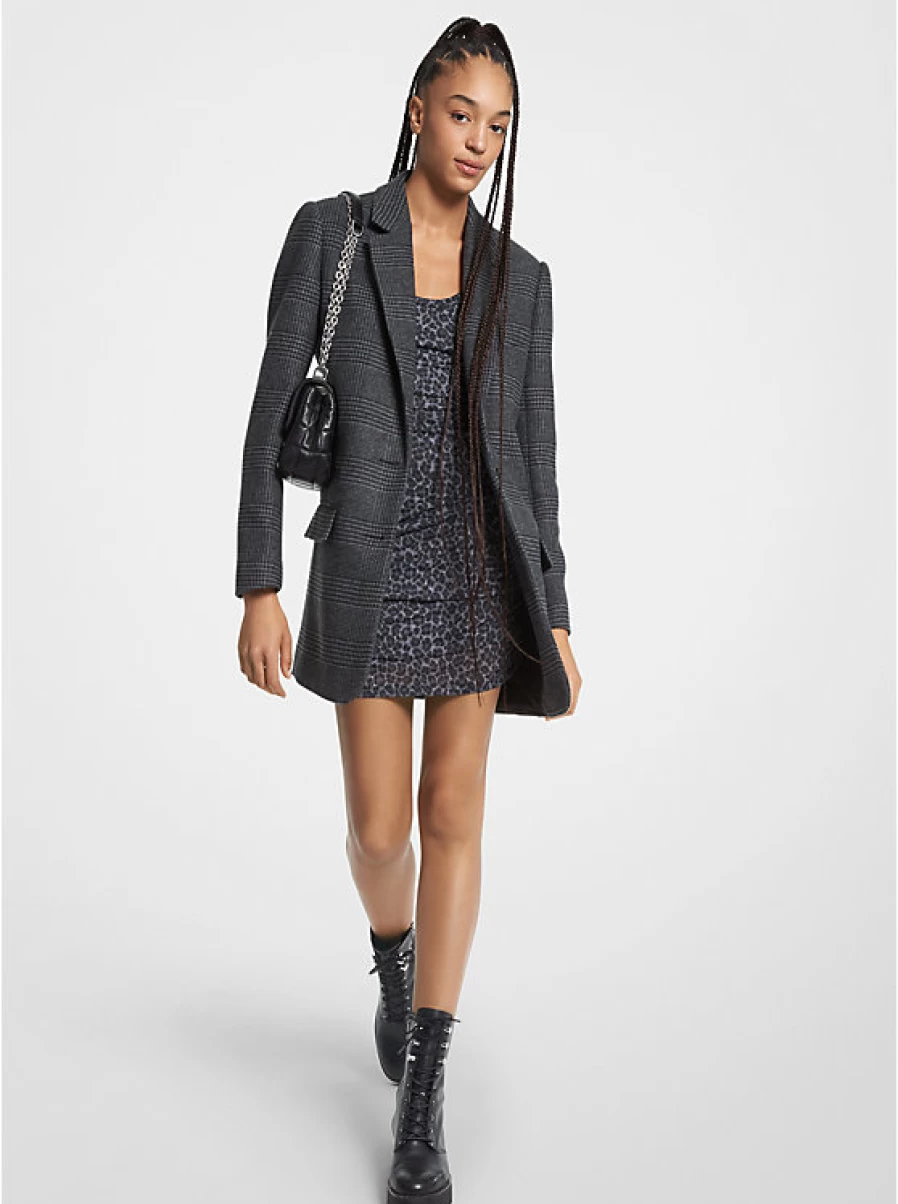 Michael Kors Women's Stretch Wool Blend Boyfriend Blazer with High Waistband
