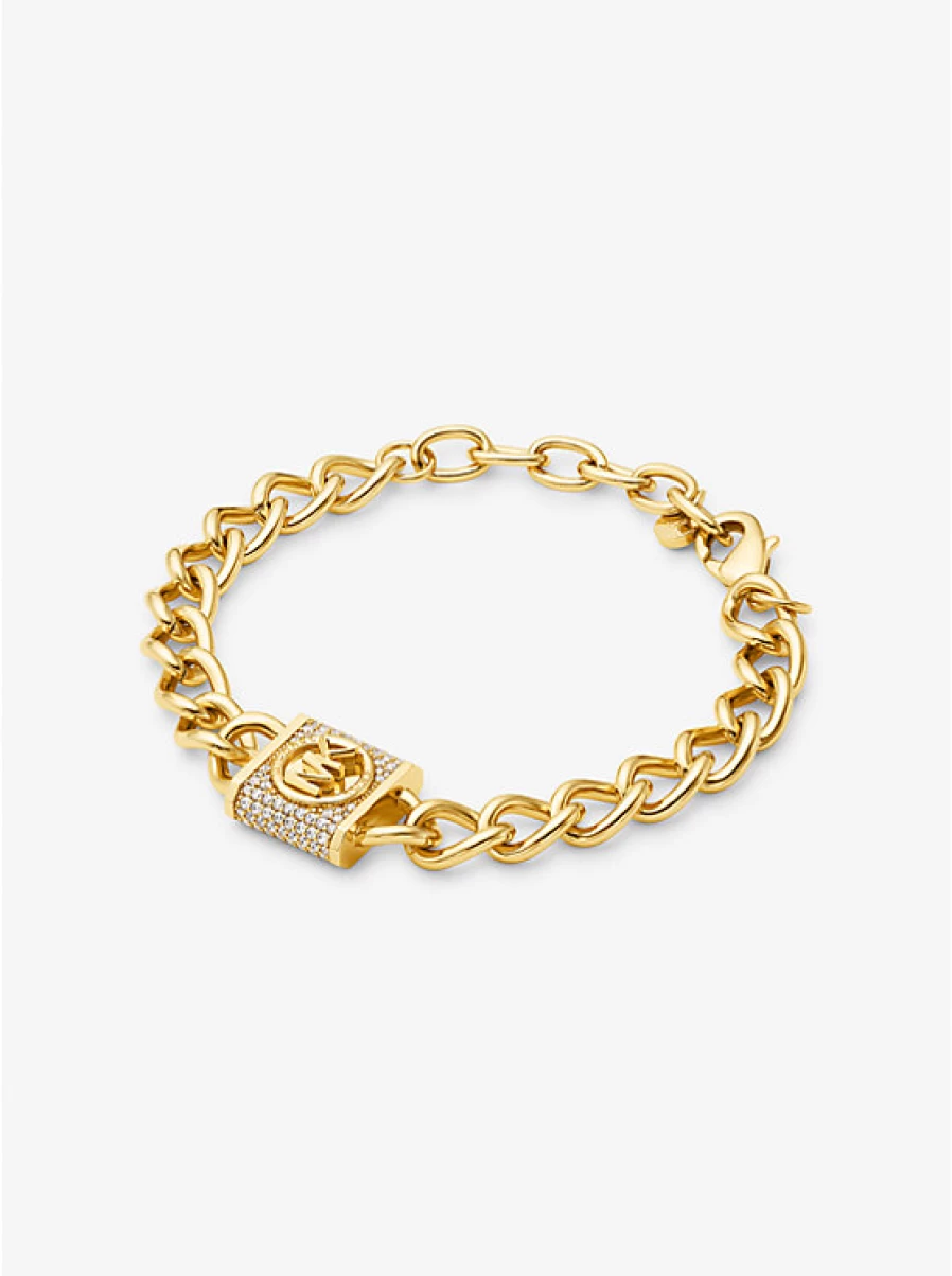 Michael Kors Women's Brass Curb Chain Link Bracelet with Padlock & Precious Metal Plating