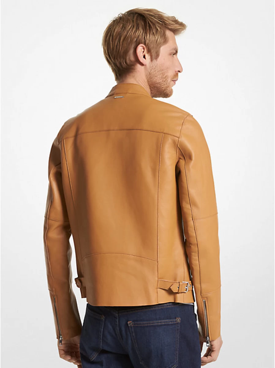 Michael Kors Men's Nappa Leather Motorcycle Jacket – Premium Biker Style