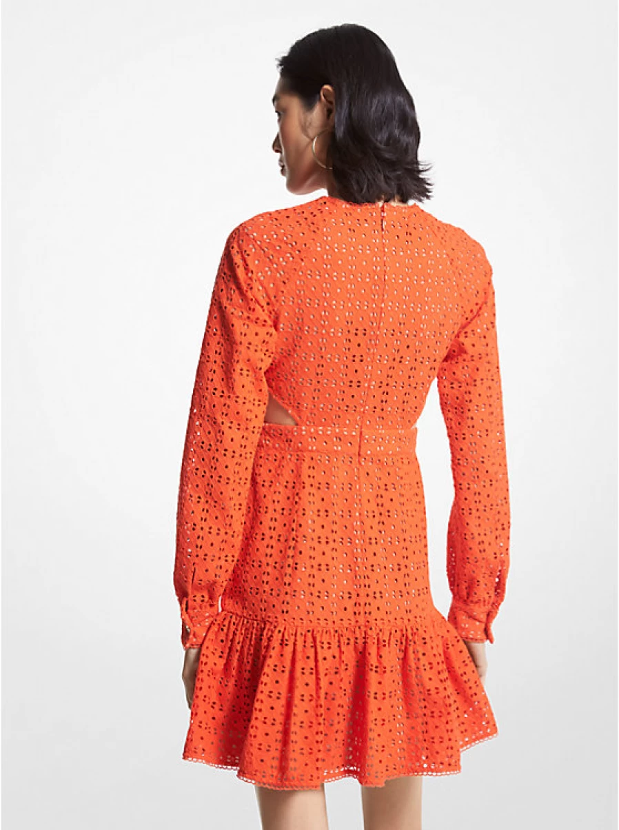Michael Kors Women's Cotton Mini Dress with Cutout Eyelets Design