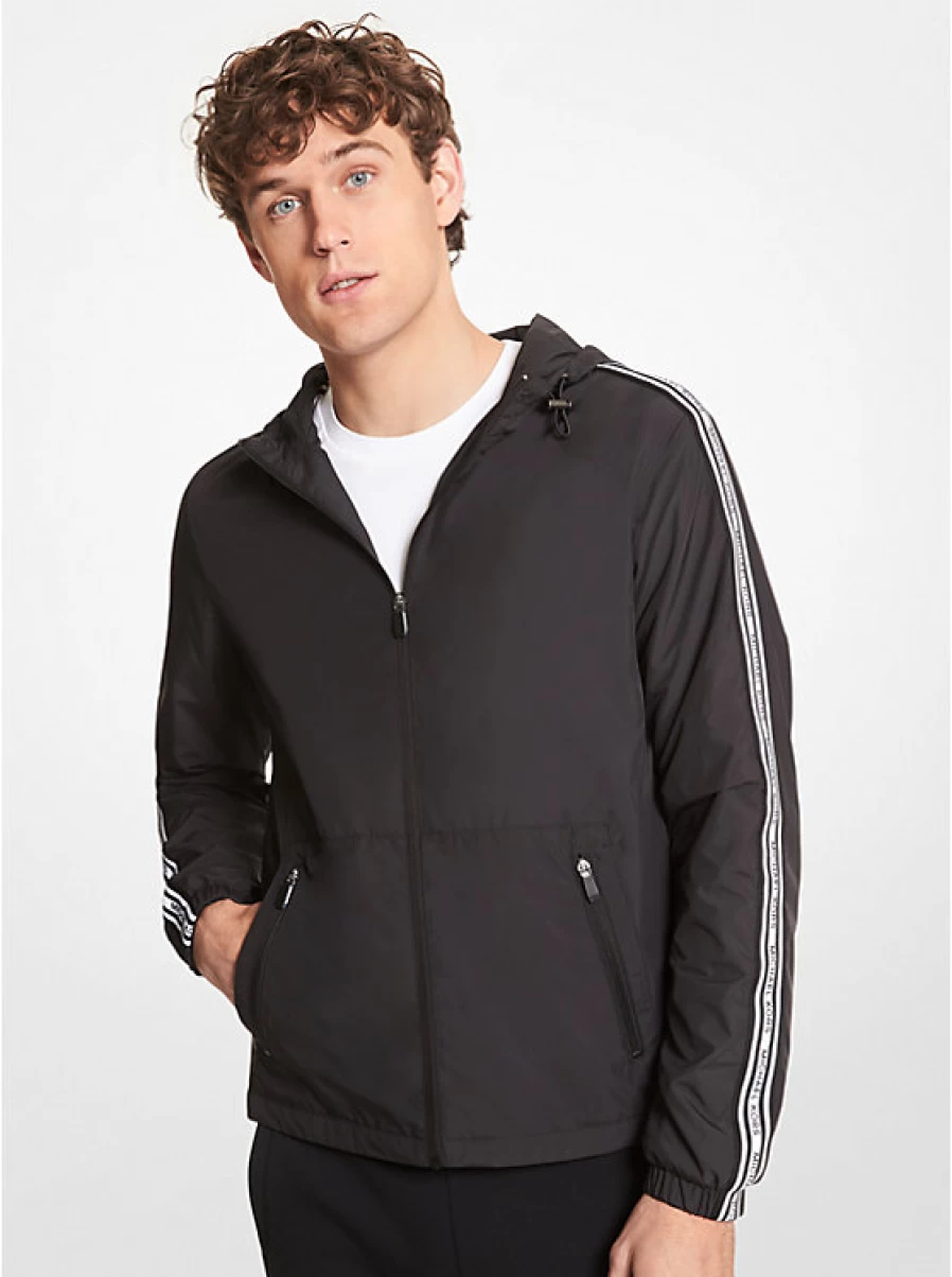 Michael Kors Men's Compact Hooded Jacket with Embroidered Logo Tape