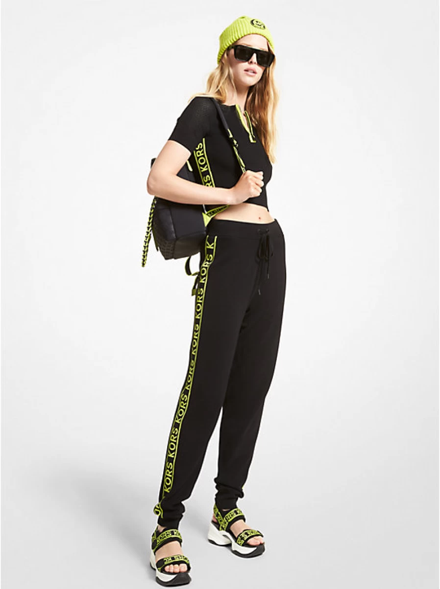 Michael Kors Women's Knitted Jogging Pants with Tape Logo - Comfortable Casual Sweatpants