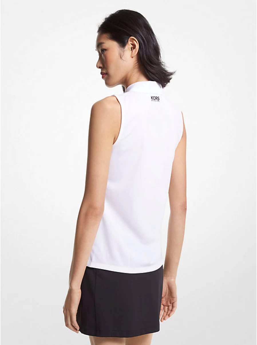 Michael Kors Women's Sleeveless Pique Golf Polo Shirt with Logo Design