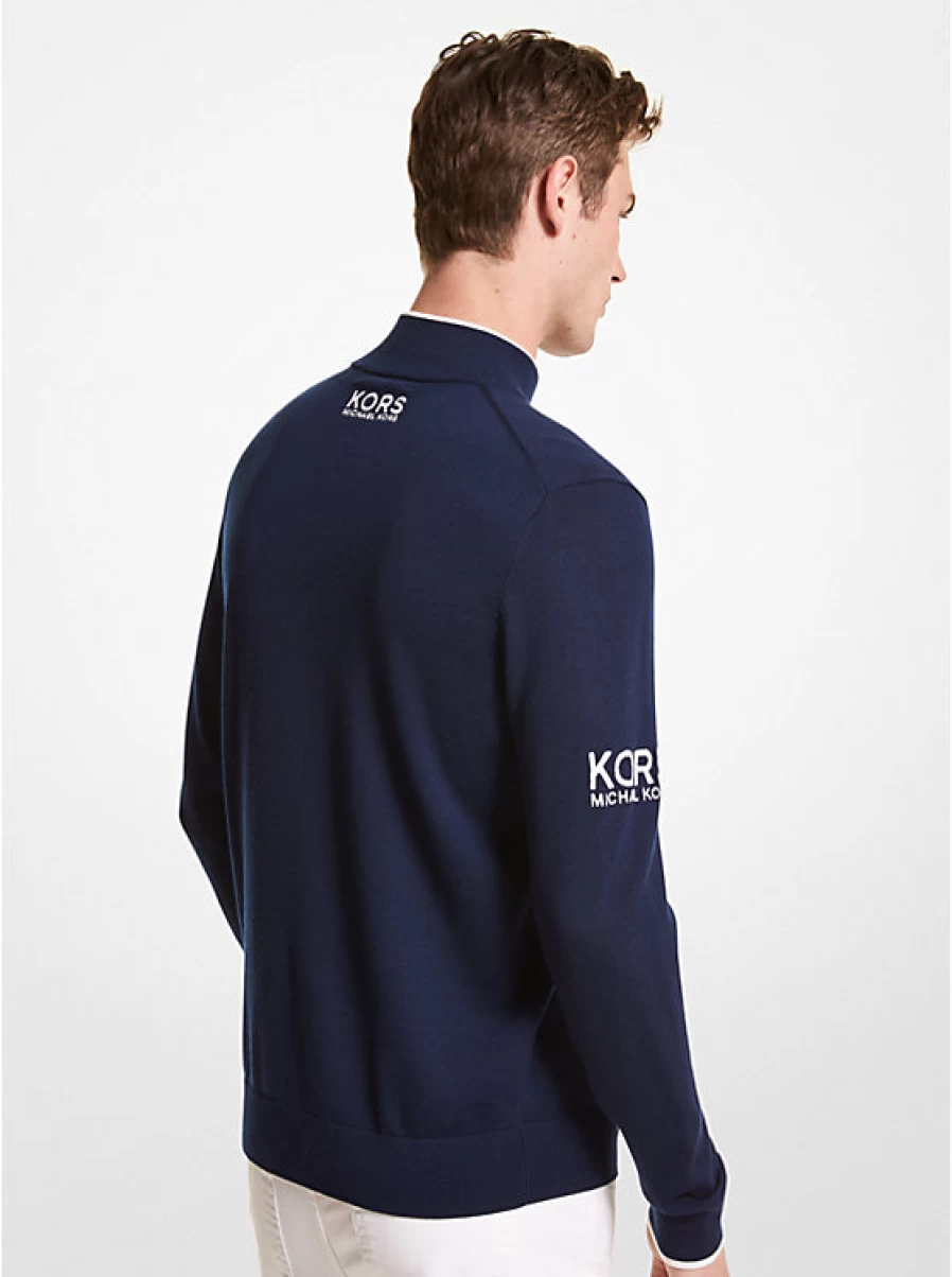 Michael Kors Men's Merino Wool Quarter-Zip Long Sleeve Golf Sweater