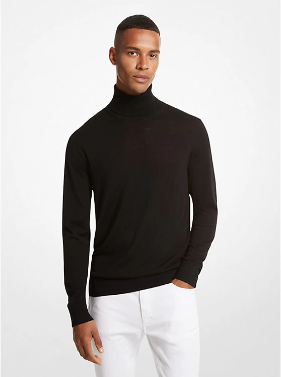 Michael Kors Men's Merino Wool Turtleneck Sweater for Winter Warmth & Style