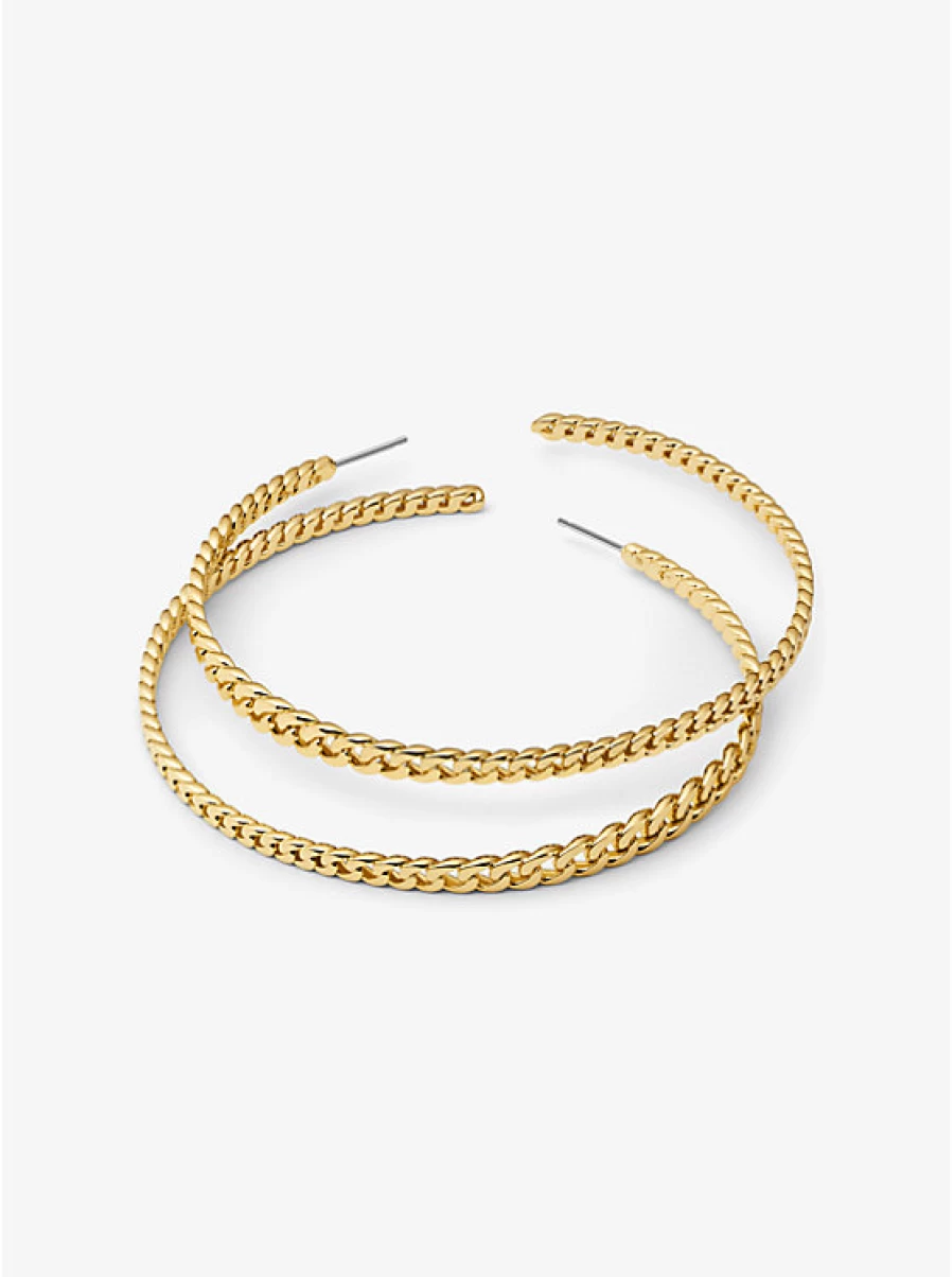 Michael Kors Women's Hoop Earrings in Gold Plated Brass with Curb Link Design
