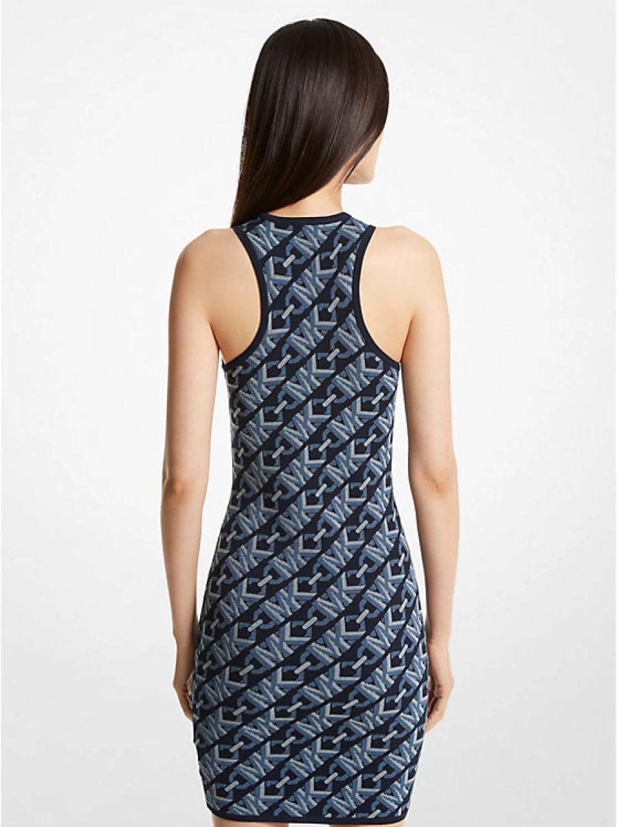 Michael Kors Women's Jacquard Empire Waist Tank Top Dress with Signature Logo