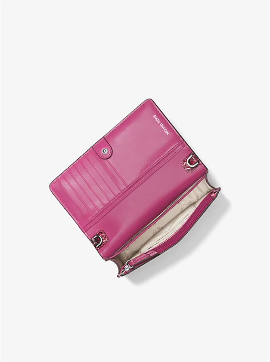 Michael Kors Women's Small Embossed Snake Leather Crossbody Phone Bag with Shoulder Strap