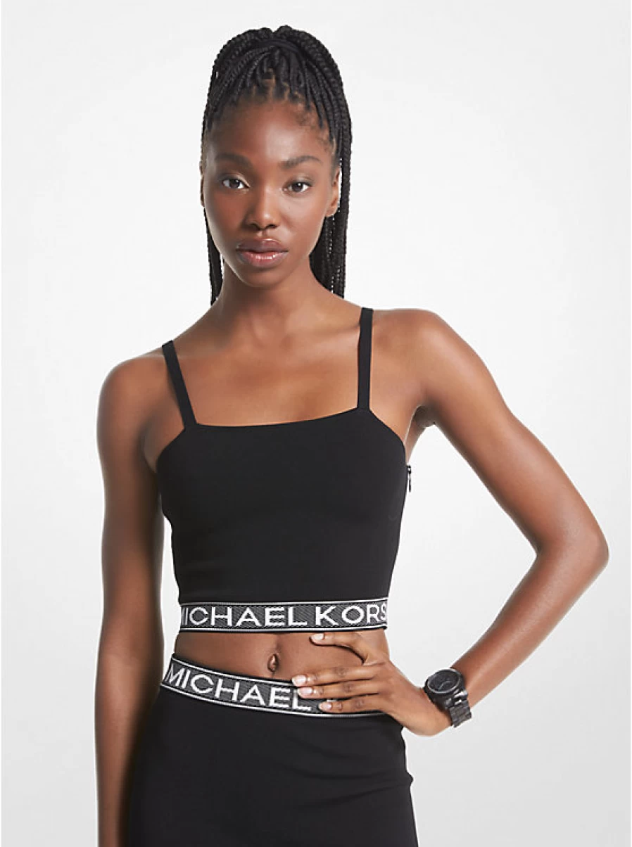 Michael Kors Women's Stretchy Tape Logo Knit Tank Top