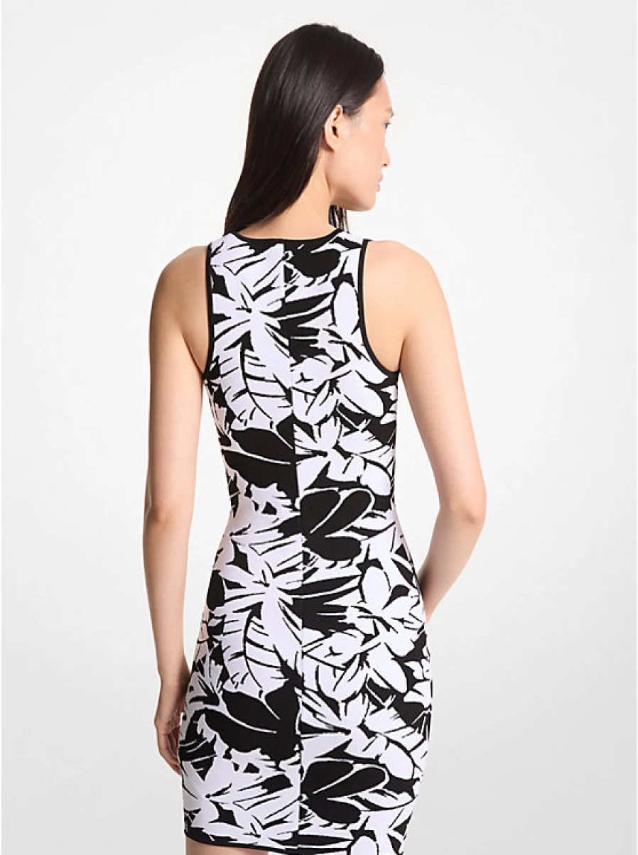 Michael Kors Women's Jacquard Camisole Dress with Palm Tree Pattern - Floral Summer Beachwear