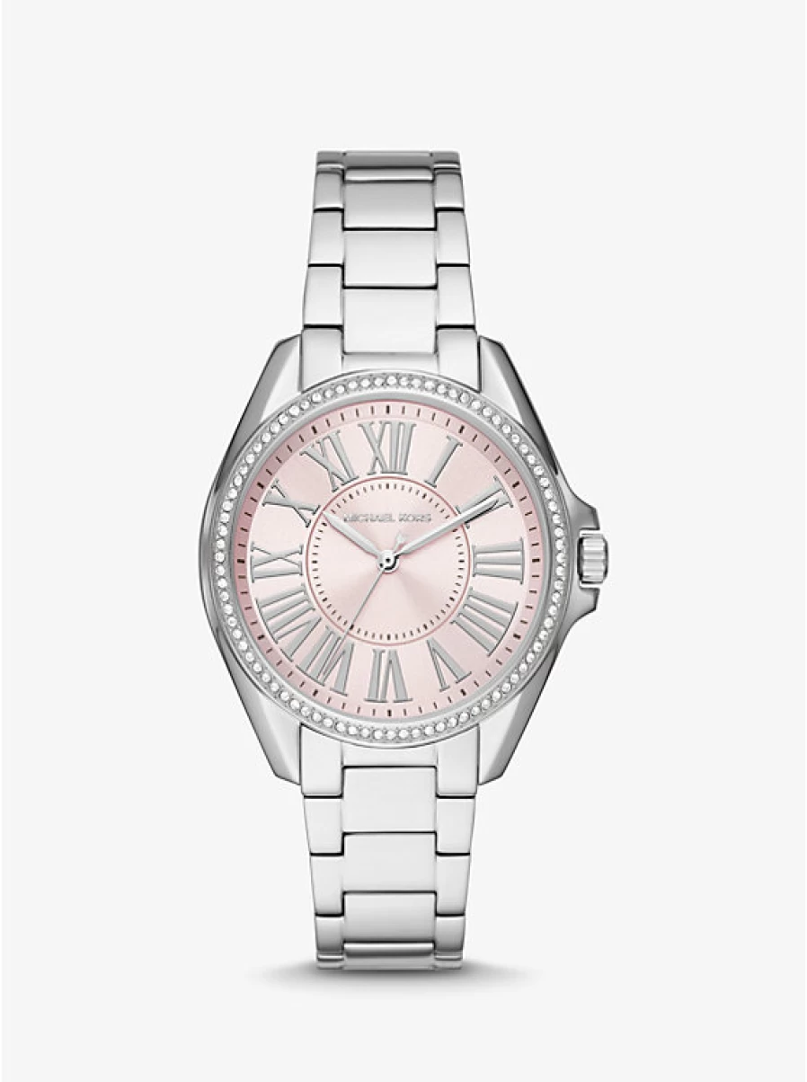 Michael Kors Women's Silver Kaycie Watch with Paving Stone Dial