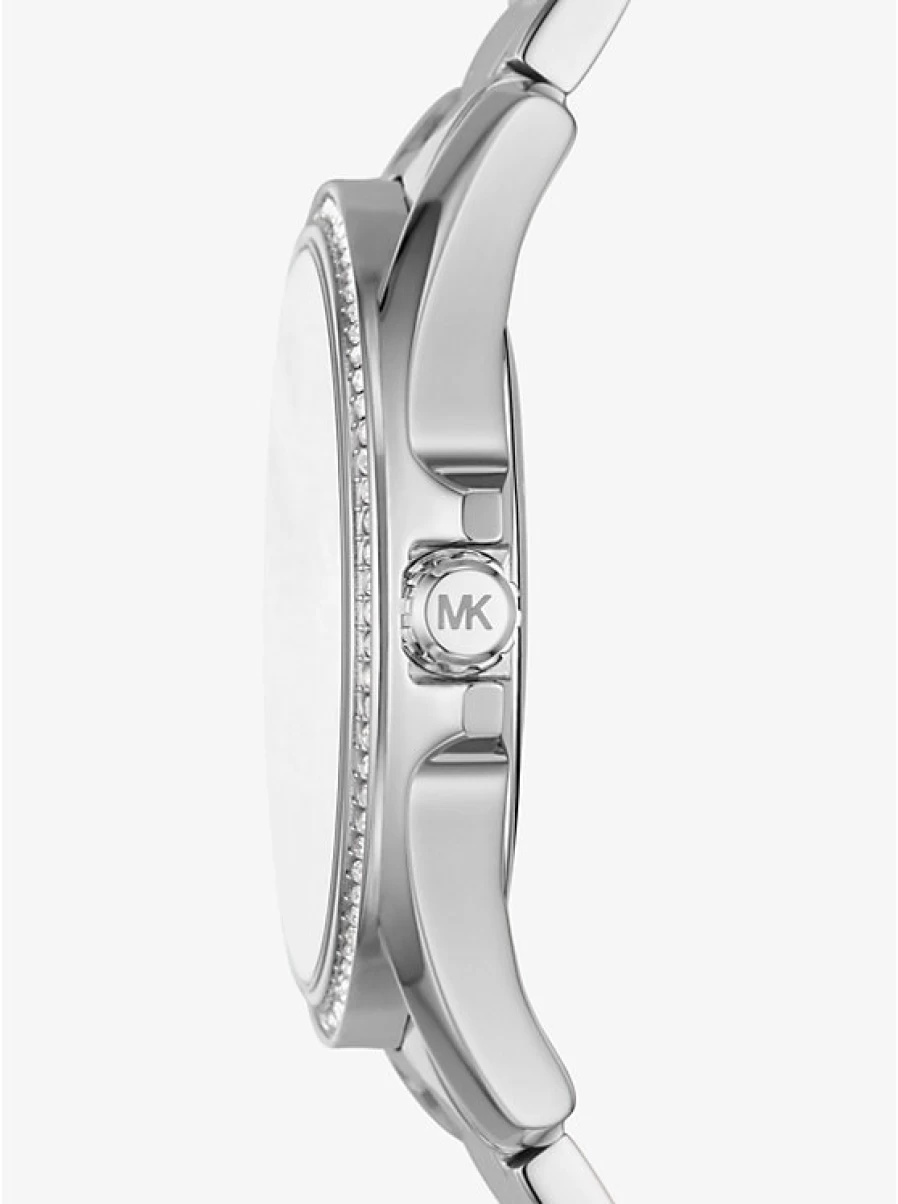 Michael Kors Women's Silver Kaycie Watch with Paving Stone Dial