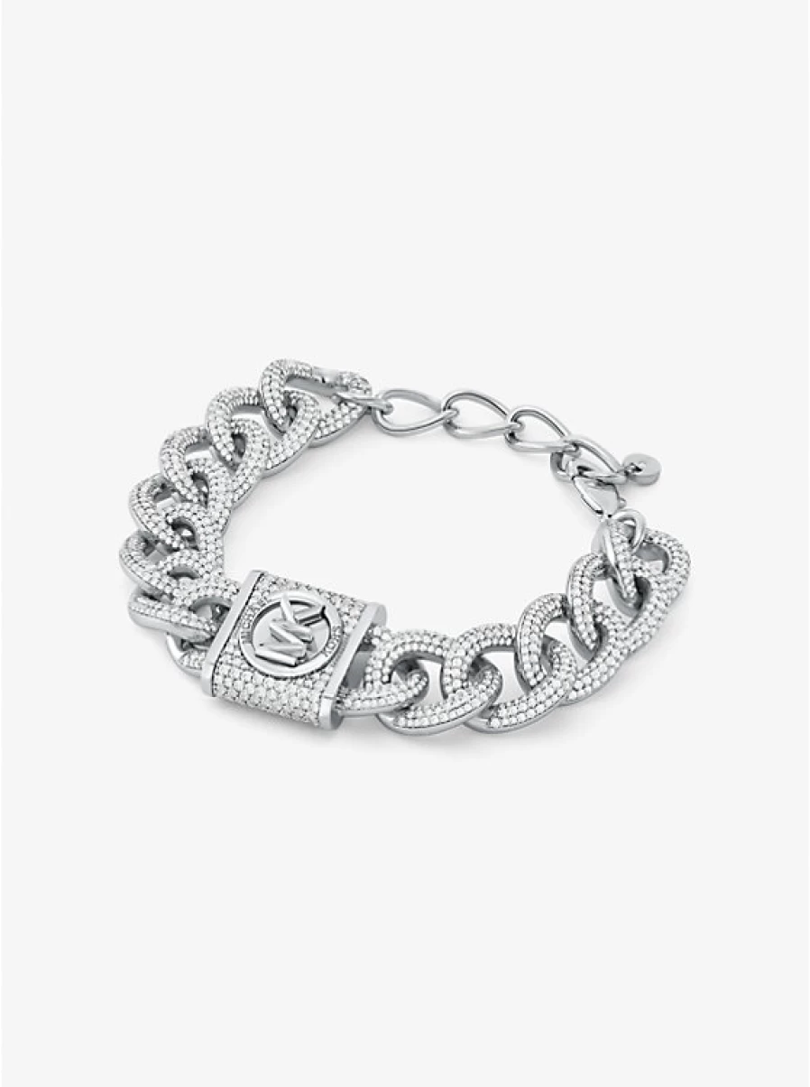 Michael Kors Women's Brass Curb Chain Link Bracelet with Padlock & Precious Metal Plating
