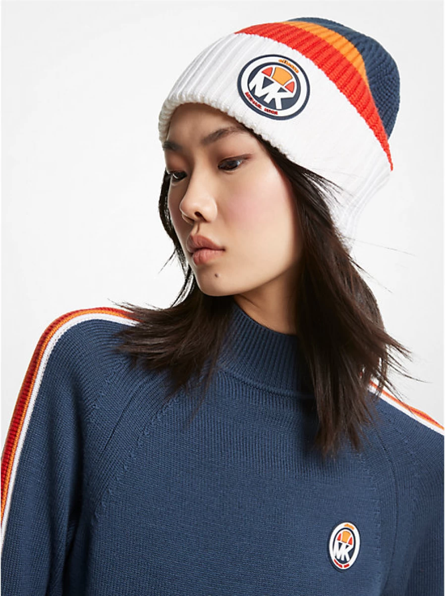 Michael Kors Women's Ribbed Merino Wool Beanie Hat MK X