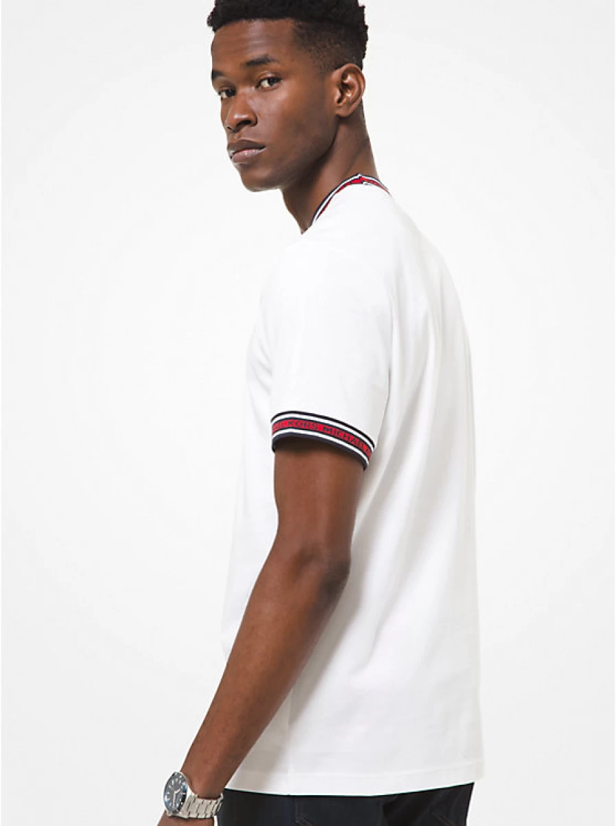 Michael Kors Men's Cotton T-Shirt with Logo Tape Detail