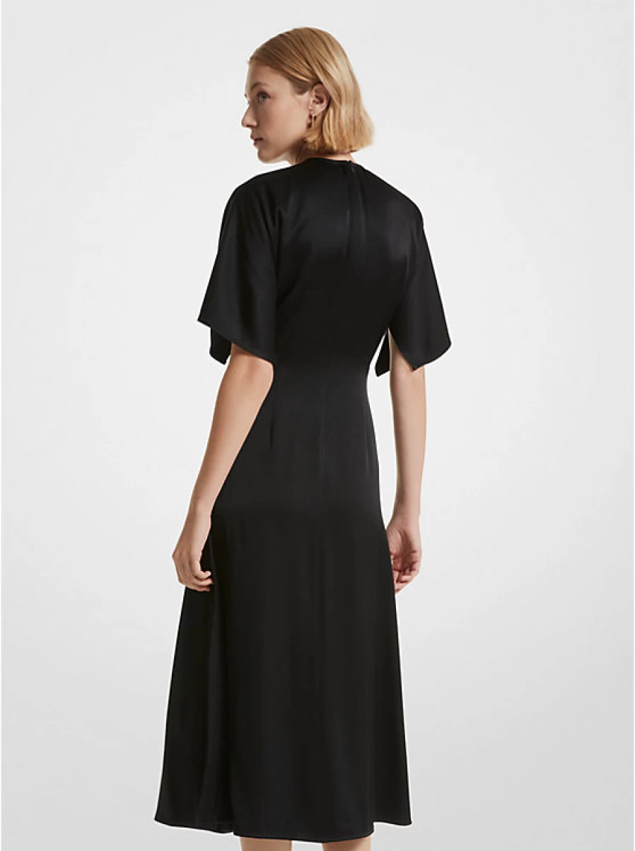 Michael Kors Women's Satin Midi Dress - Elegant Knee-Length Evening Gown