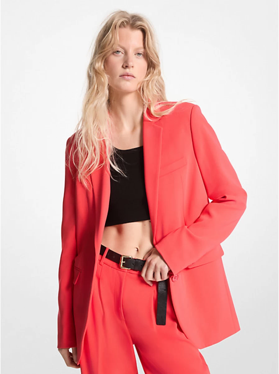 Michael Kors Women's Boyfriend Fit Crepe Blazer - Classic Tailored Jacket for Women