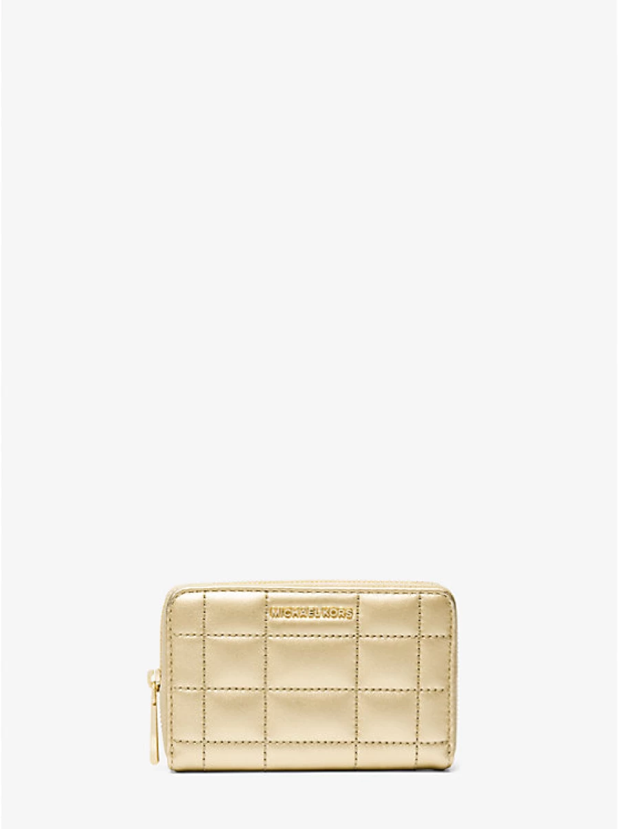 Michael Kors Women's Small Quilted Leather Wallet with Metallic Accents