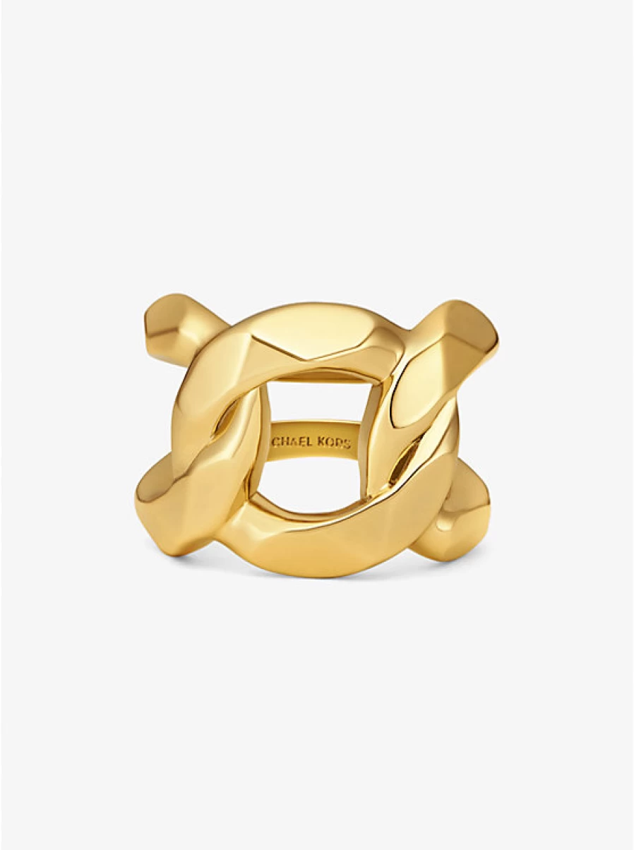 Michael Kors Women's Brass Curb Link Ring with Precious Metal Plating