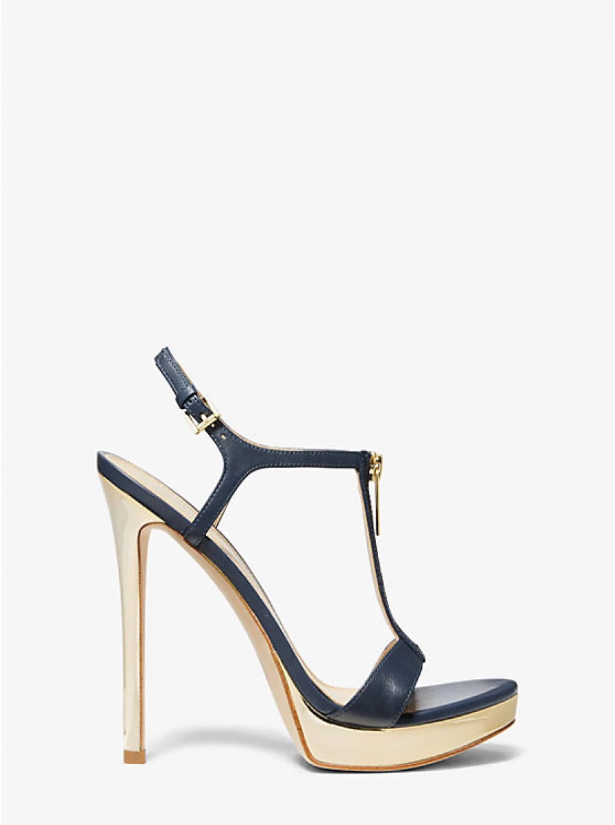 Michael Kors Women's Berkley Metallic Leather Sandals with Stiletto Heel