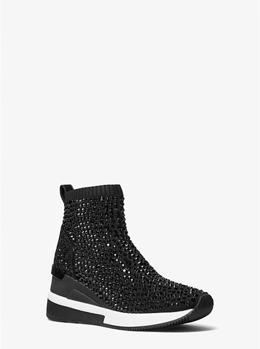 Michael Kors Women's Skyler Crystal Embellished Stretch Knit Sock Espadrille Flats