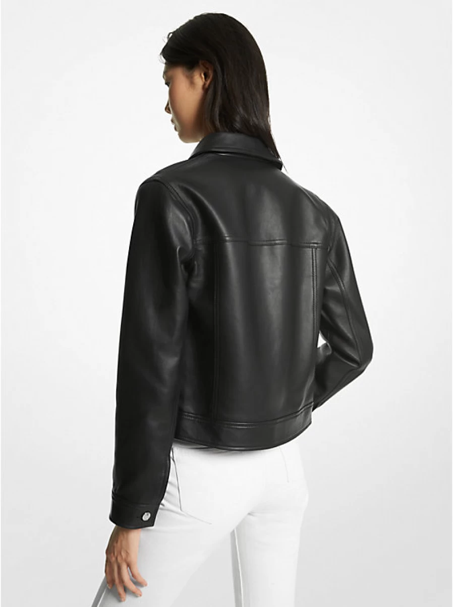 Michael Kors Women's Functional Leather Jacket – Stylish & Durable Outerwear